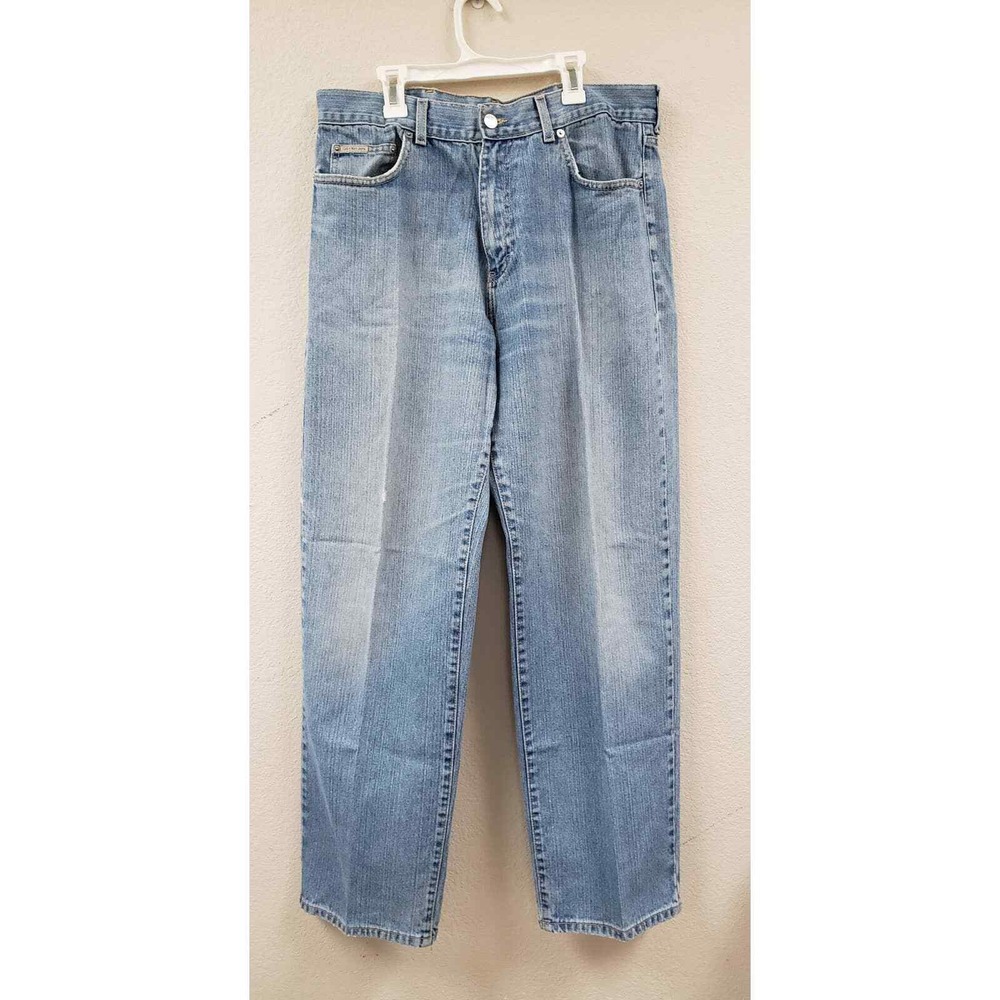 Calvin Klein Denim Jeans Men's 36x31 Light Wash Straight Leg Western Summer Pant